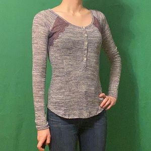 Navy Heather Sheer Sweater Henley